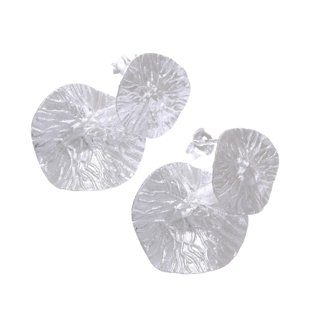 Modern Sterling Silver Dangle Earrings from Thailand - Gleaming Pads