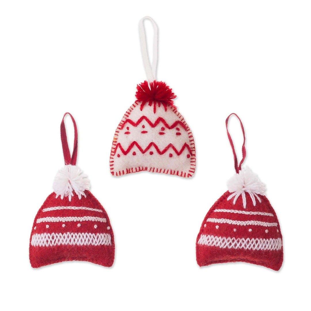 Wool Hat Ornaments from Peru (Set of 3) - Festive Hats