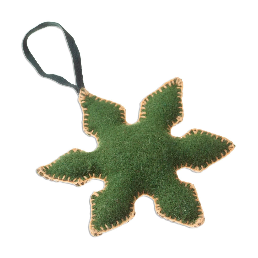 Embroidered Wool Snowflake Ornaments from Peru (Set of 3) - Vibrant Snowflakes