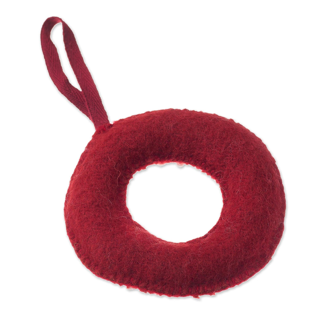 Circular Floral Wool Ornaments from Peru (Pair) - Holiday Wreaths