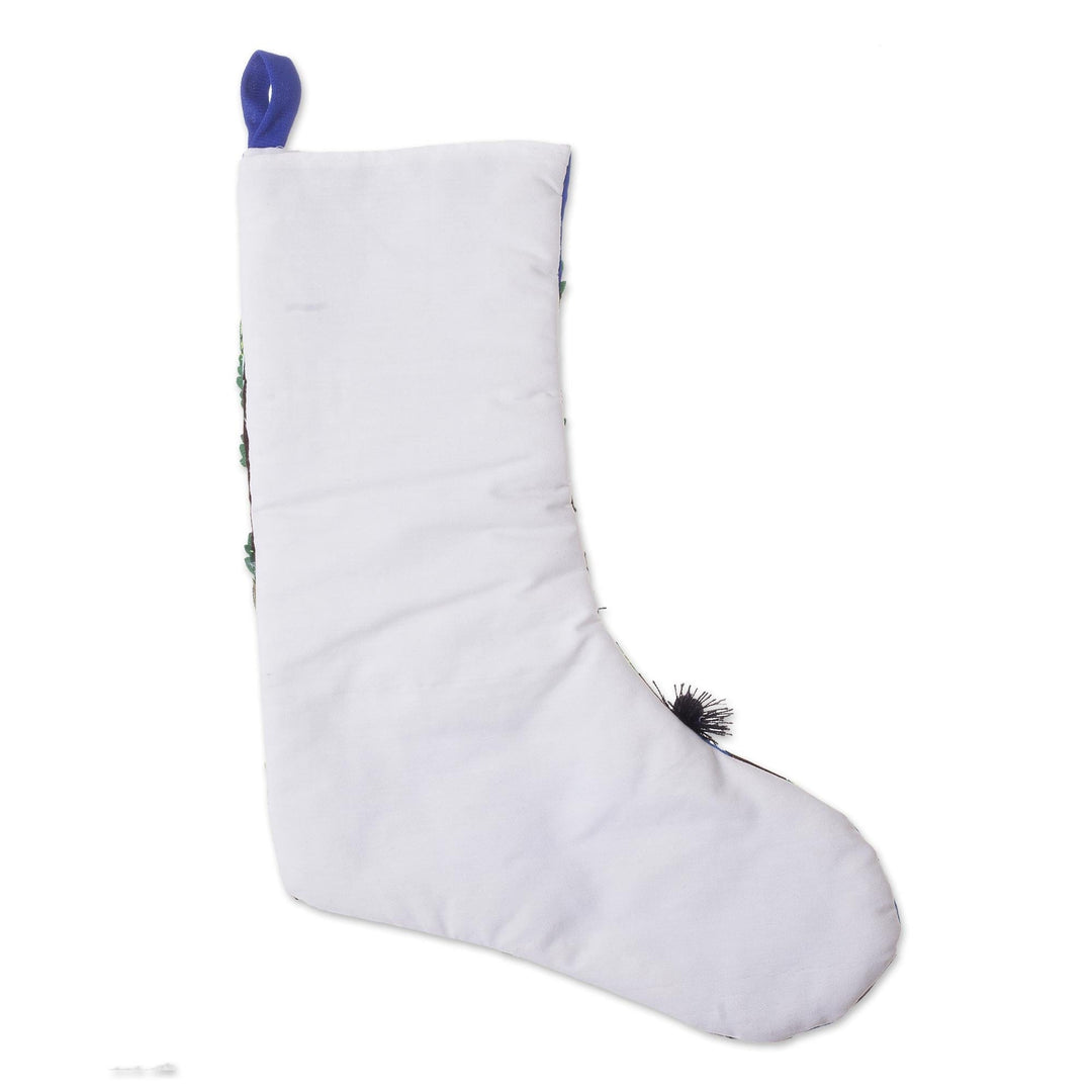 Traditional Arpillera Cotton Blend Patchwork Stocking - Peruvian Jungle
