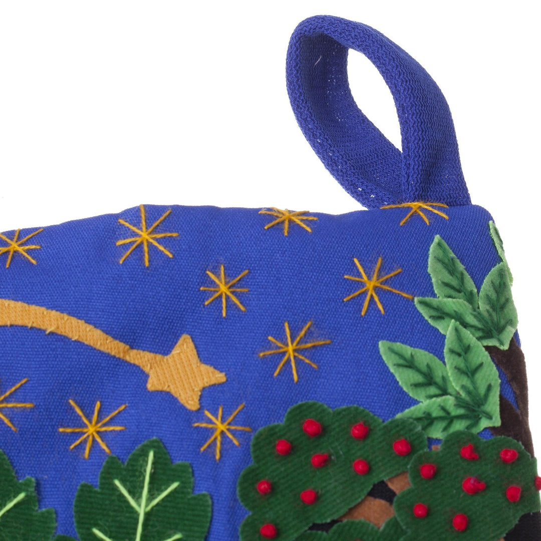Traditional Arpillera Cotton Blend Patchwork Stocking - Peruvian Jungle