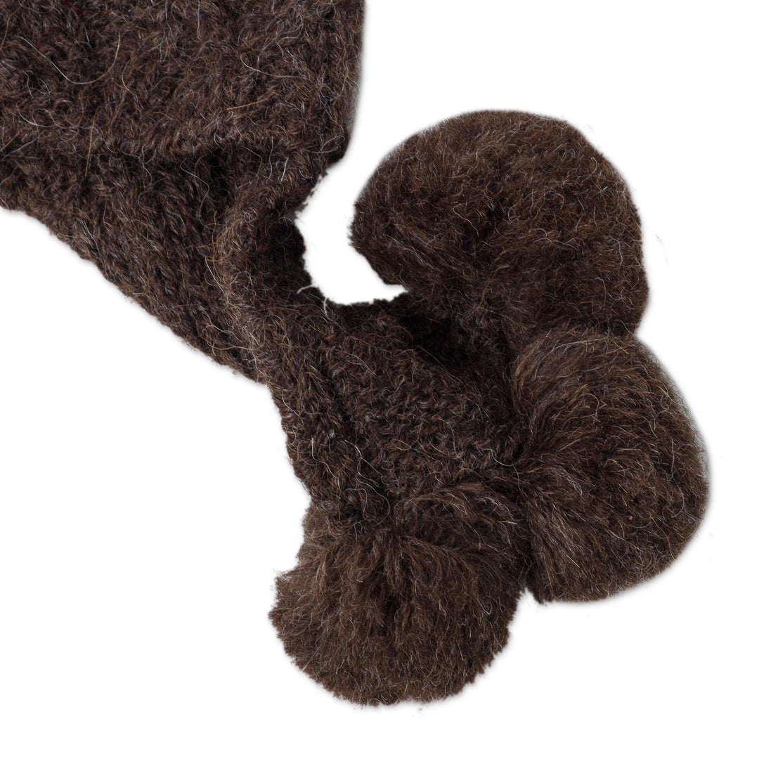 Diamond Pattern 100% Alpaca Knit Hat in Espresso from Peru - Diamond Elegance in Espresso
