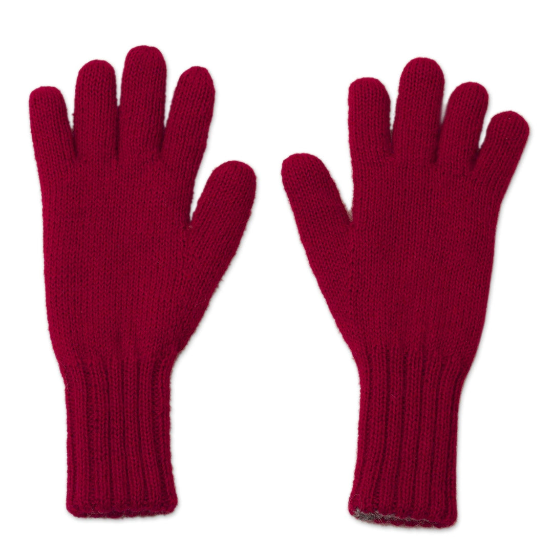 Crimson and Smoke 100% Alpaca Gloves from Peru - Crimson Smoke