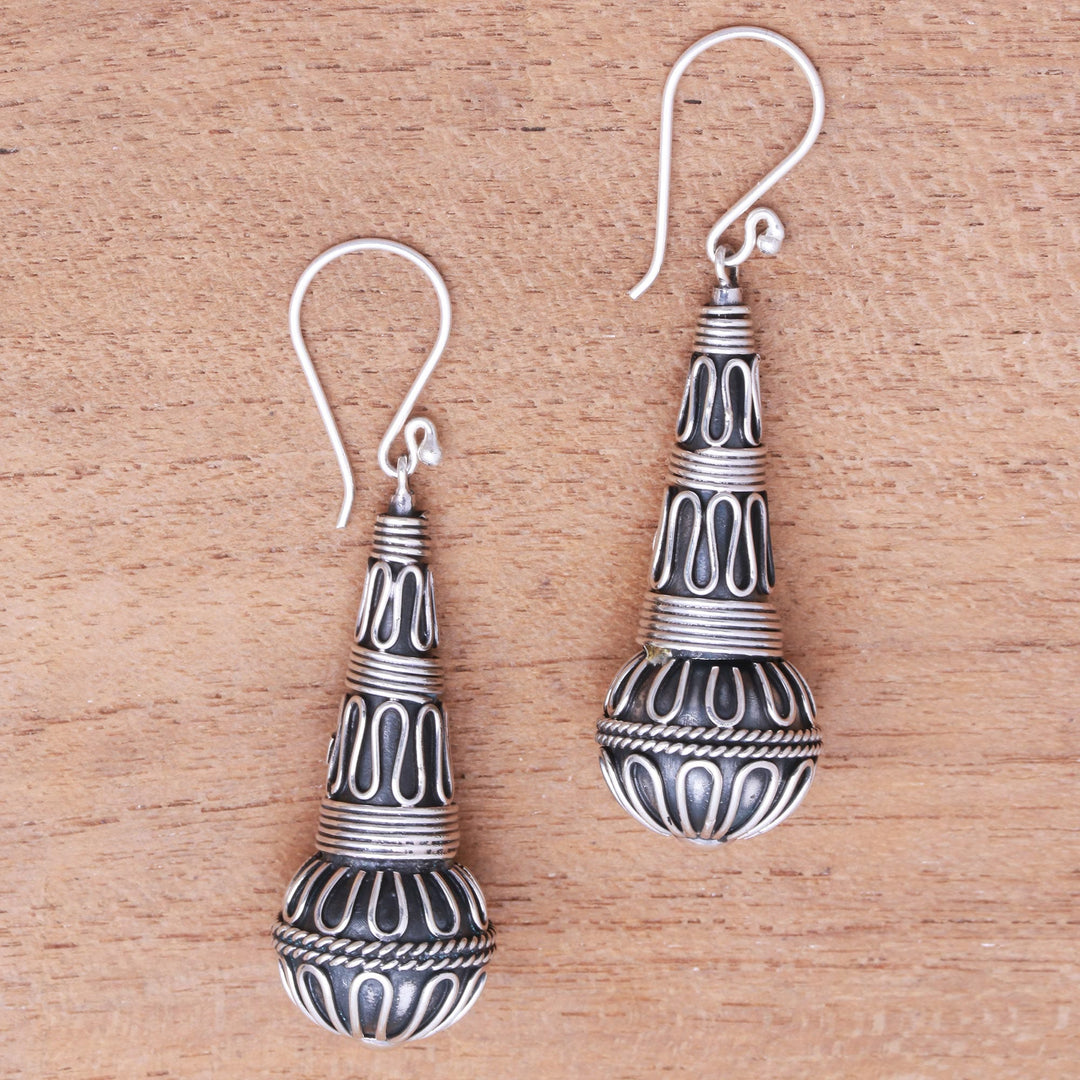 Handmade Sterling Silver Dangle Earrings from Bali - Singing Morning