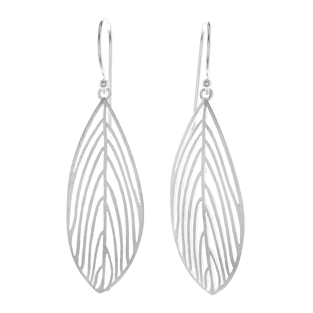Handmade Leaf Earrings in Sterling Silver from Bali - Leaf Silhouette