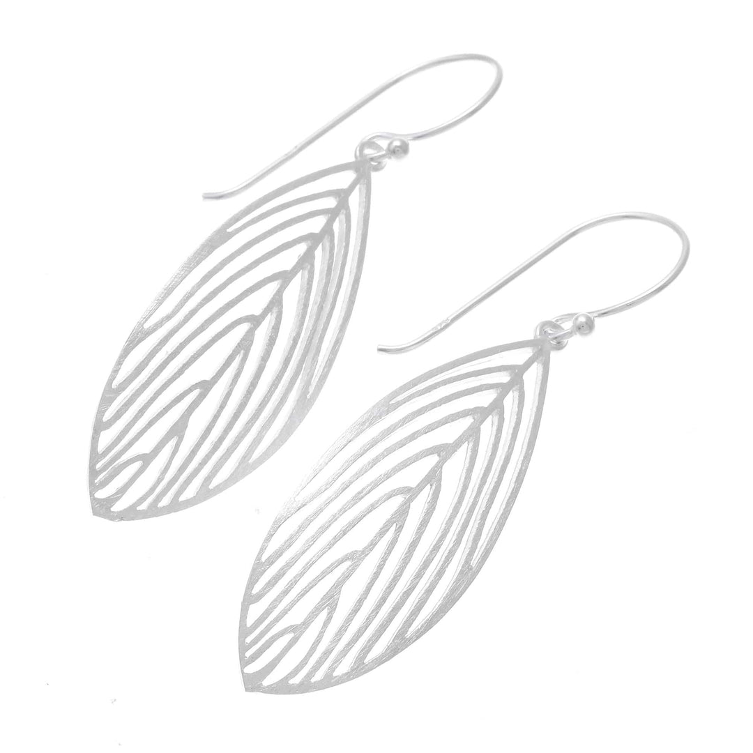 Handmade Leaf Earrings in Sterling Silver from Bali - Leaf Silhouette