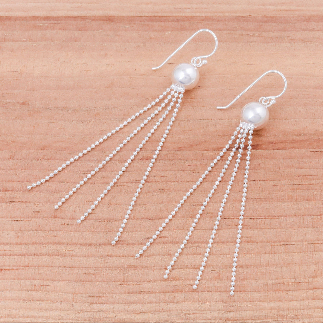 Thai Artisan Handcrafted Sterling Silver Long Earrings - Magical Medusa