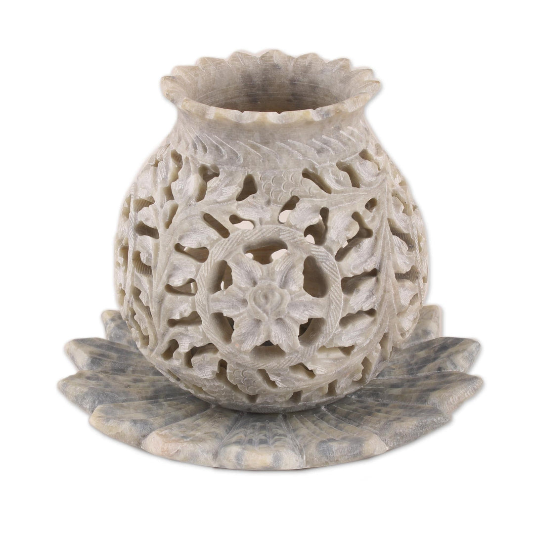 Floral Soapstone Tealight Holder - Light Bouquet