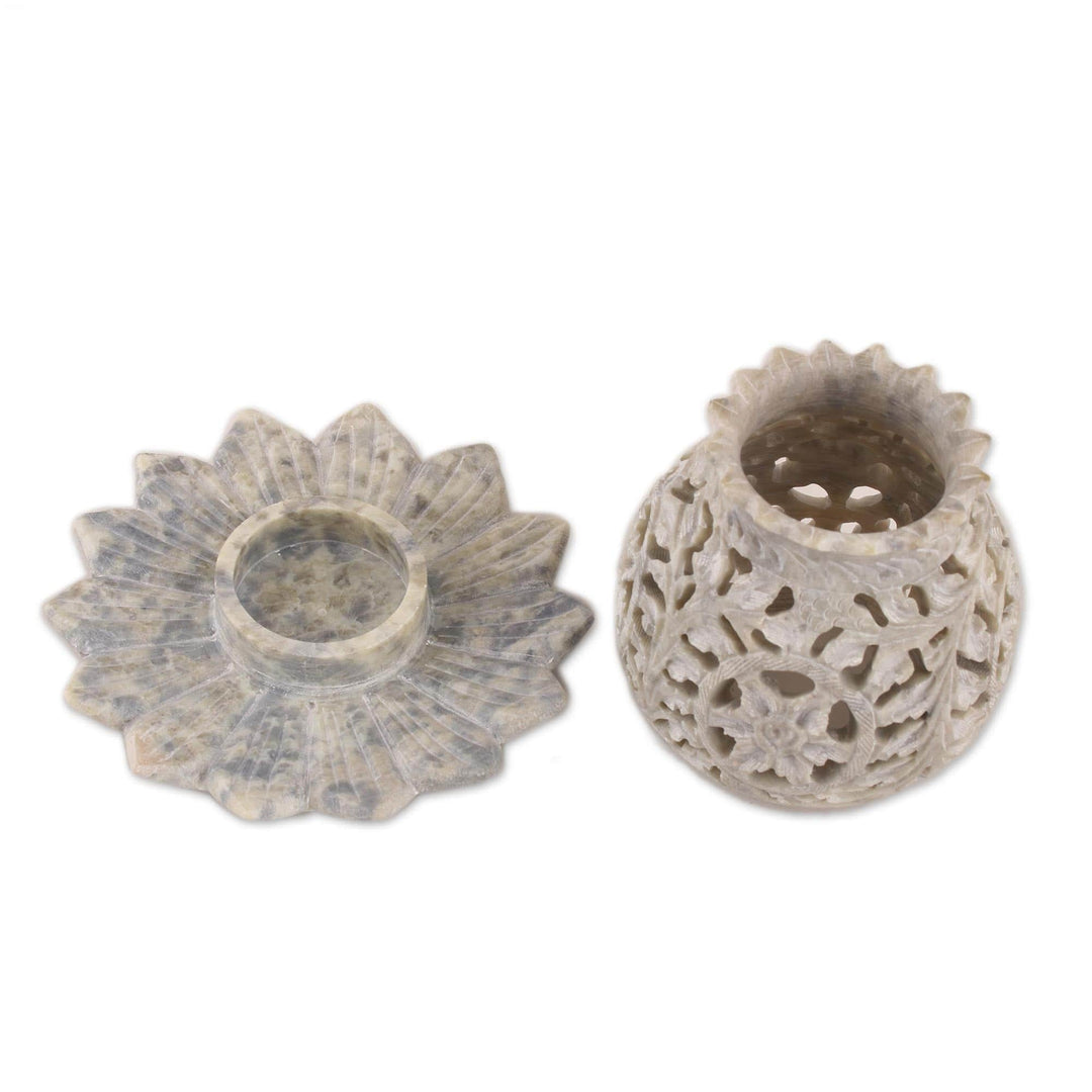 Floral Soapstone Tealight Holder - Light Bouquet
