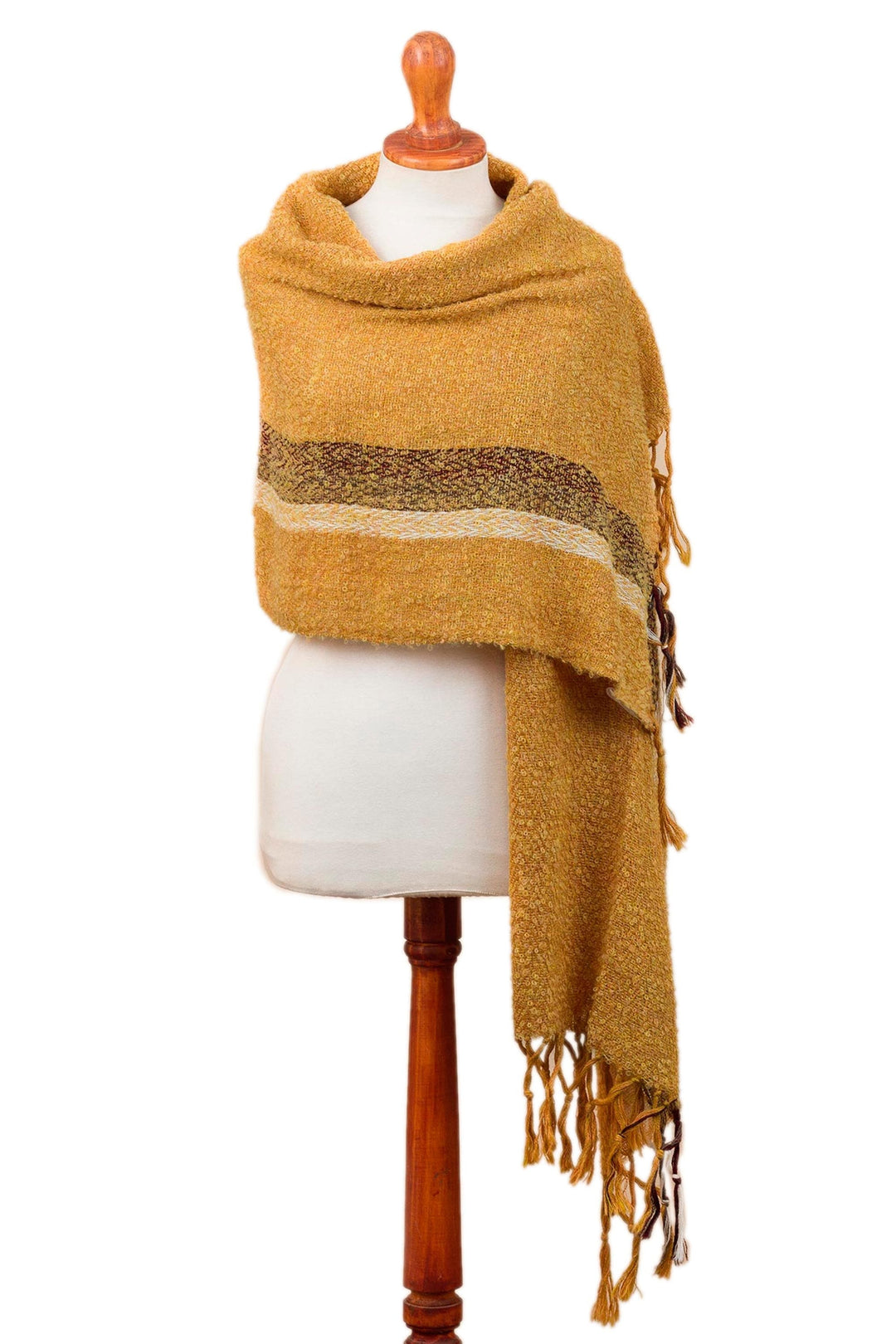 Handwoven 100% Alpaca Shawl in Amber from Peru - Honey Bliss