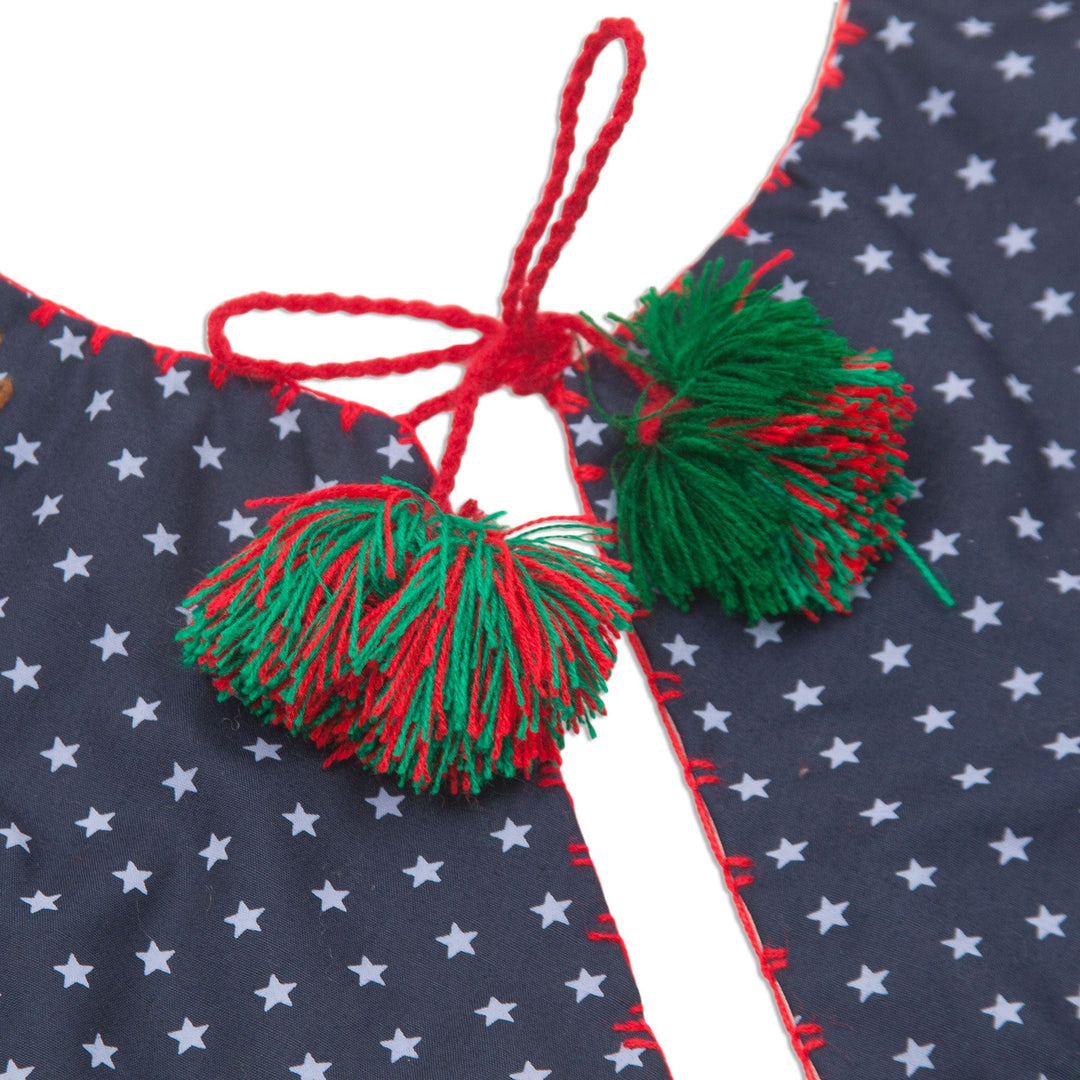Christmas-Themed Cotton Blend Applique Tree Skirt from Peru - Christmas Time