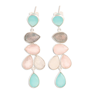 Teardrop Multi-Gemstone Dangle Earrings - Colorful Teardrops