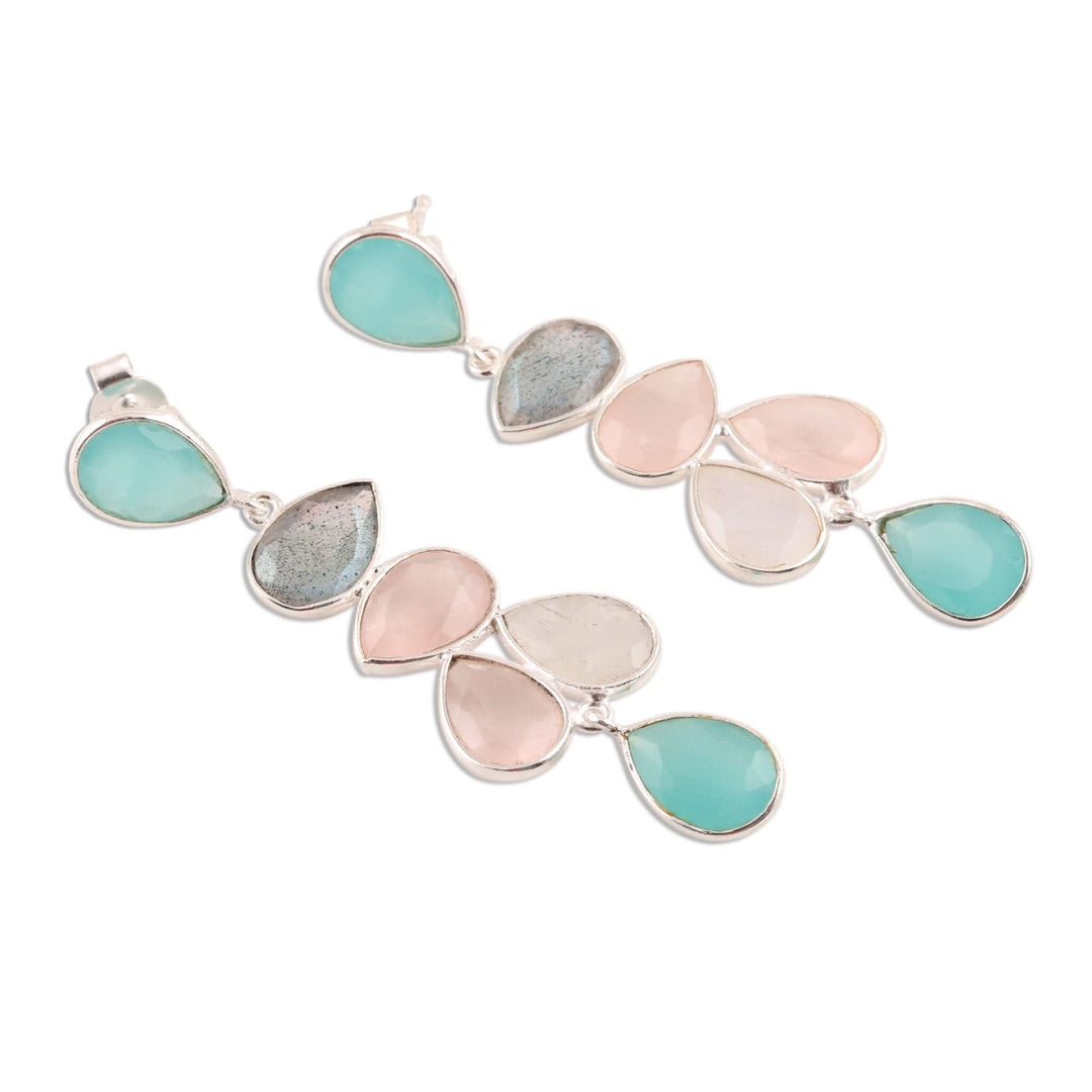 Teardrop Multi-Gemstone Dangle Earrings - Colorful Teardrops