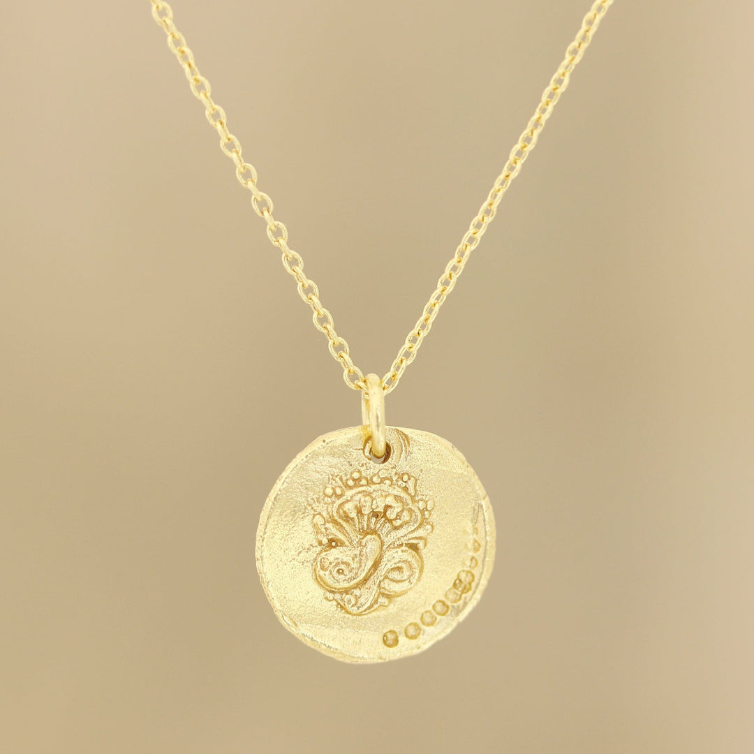 French Medallion Gold Plated Silver Pendant Necklace - French Glory