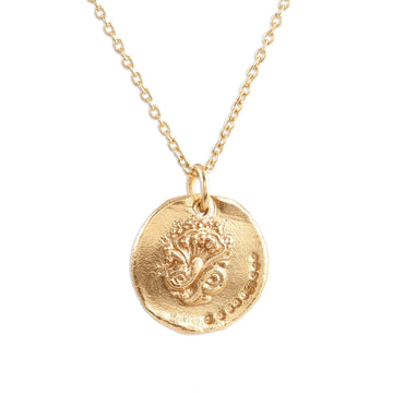 French Medallion Gold Plated Silver Pendant Necklace - French Glory