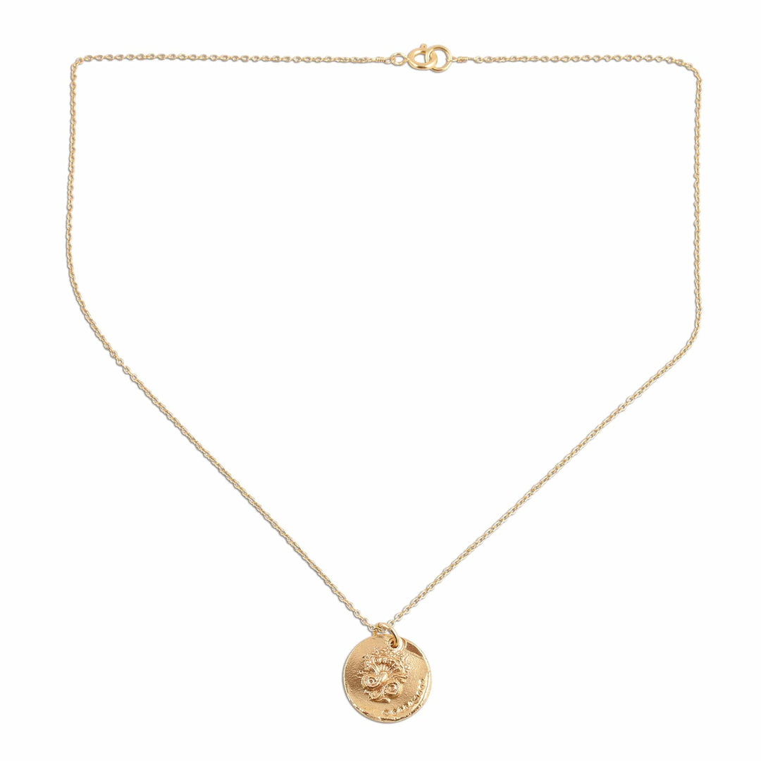 French Medallion Gold Plated Silver Pendant Necklace - French Glory