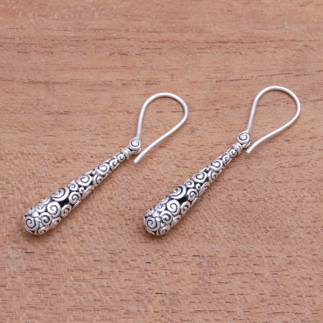 Drop-Shaped Sterling Silver Dangle Earrings Crafted in Bali - Buddha's Drops