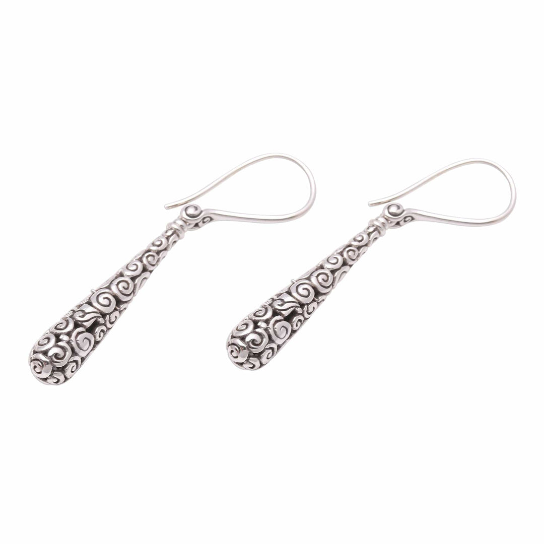 Drop-Shaped Sterling Silver Dangle Earrings Crafted in Bali - Buddha's Drops
