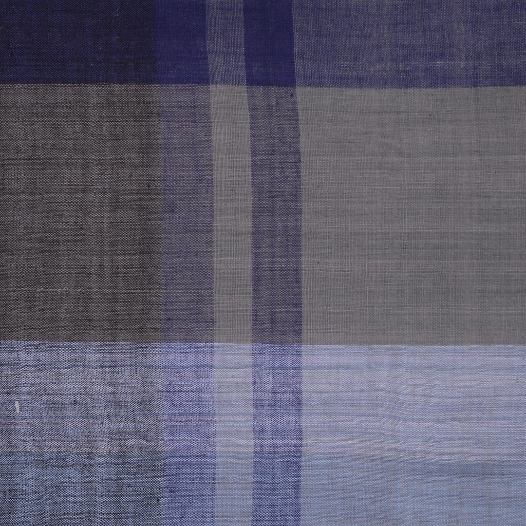 Blue and Grey Patterned Cotton Shawl from India - Classic Blue