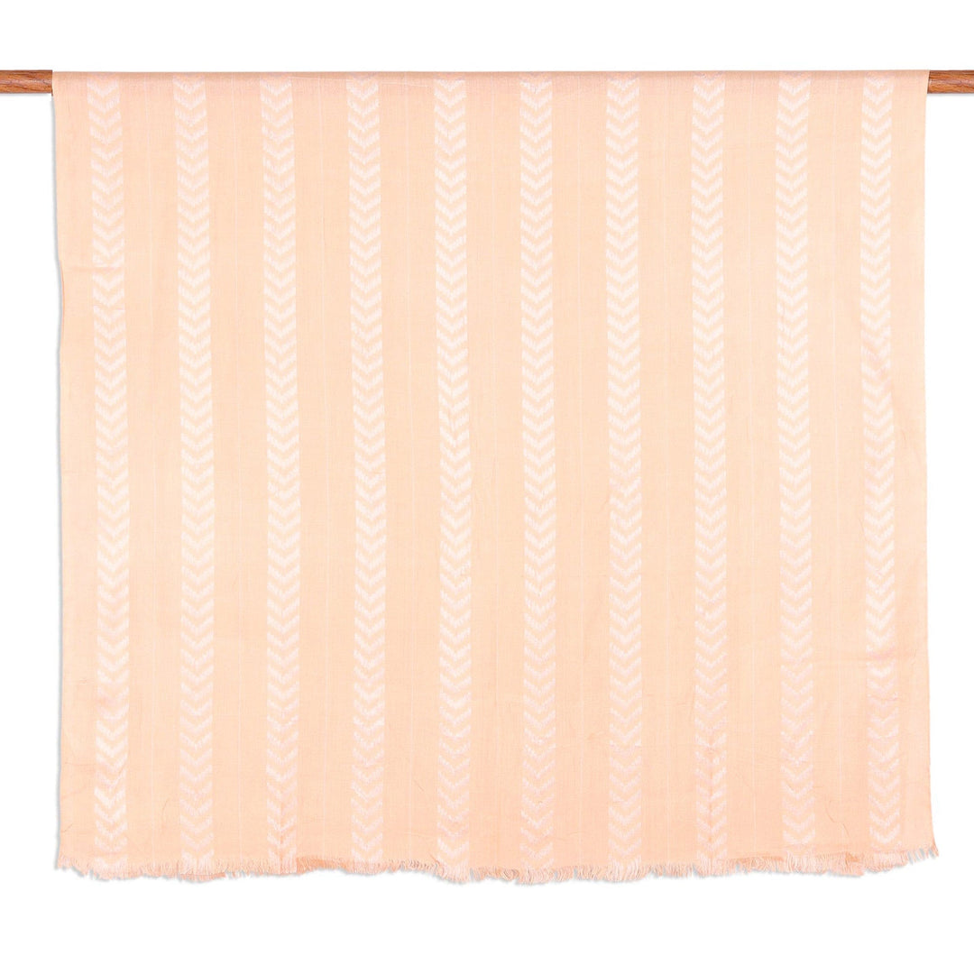 Chevron Pattern Soft Peach Shawl from India - Feminine Chevrons