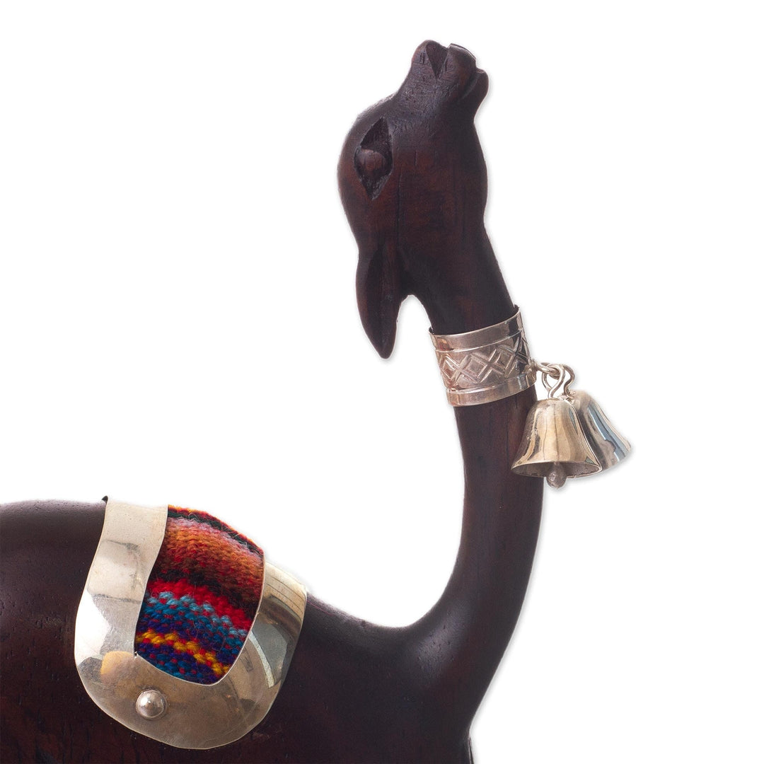 Silver and Cedar Wood Vicuña Figurines (Pair) - Elegant Vicuñas