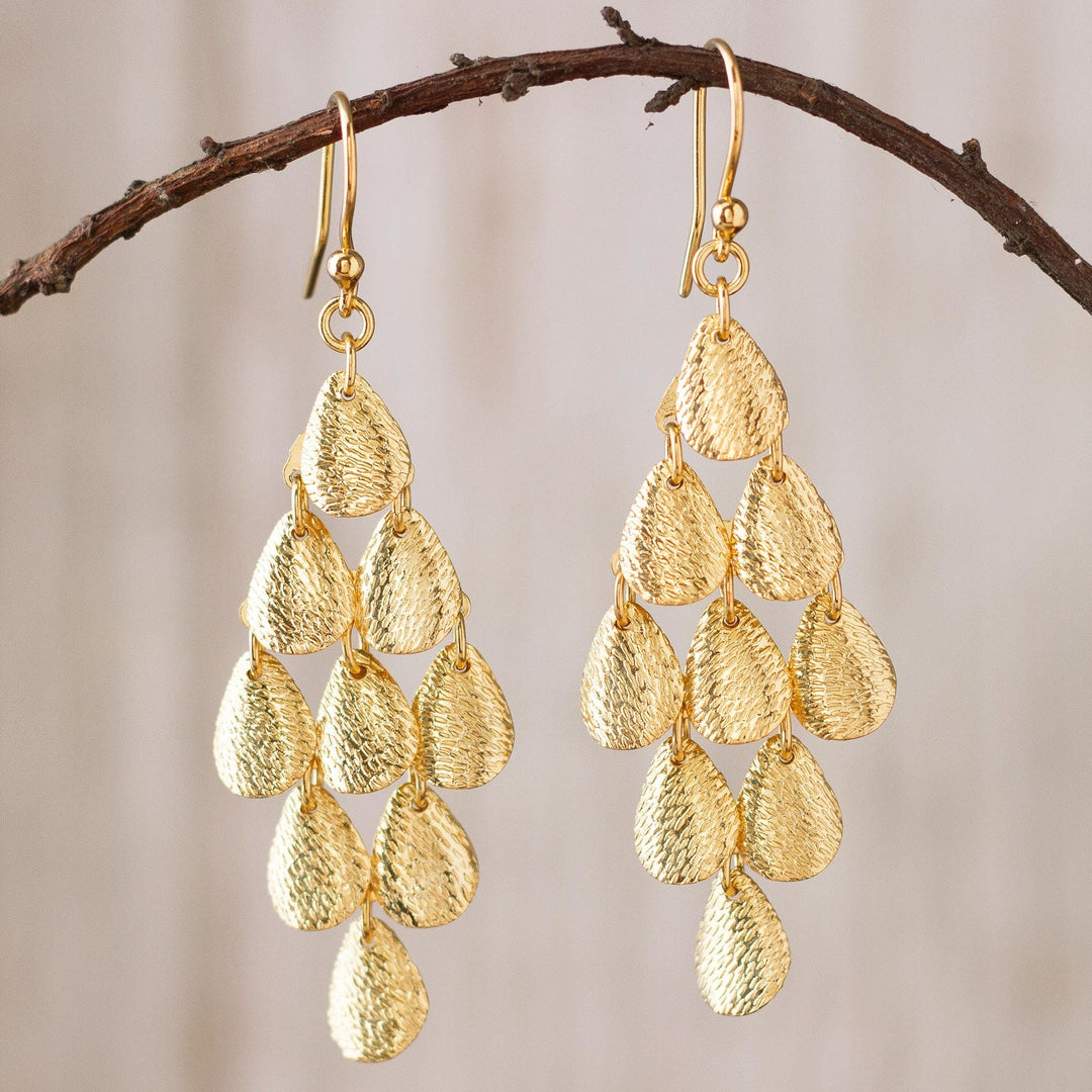 Teardrop Gold Plated Sterling Silver Dangle Earrings - Vital Rain