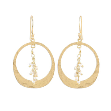 Gold Plated Cultured Pearl Dangle Earrings - Moon Rain