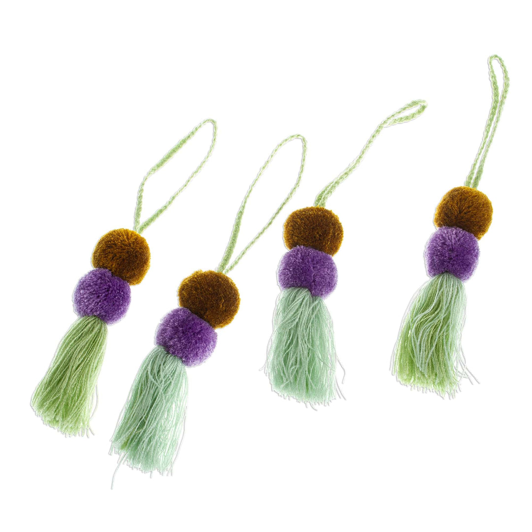 Colorful Cotton Ornaments from Mexico (Set of 4) - Spirited Tassels