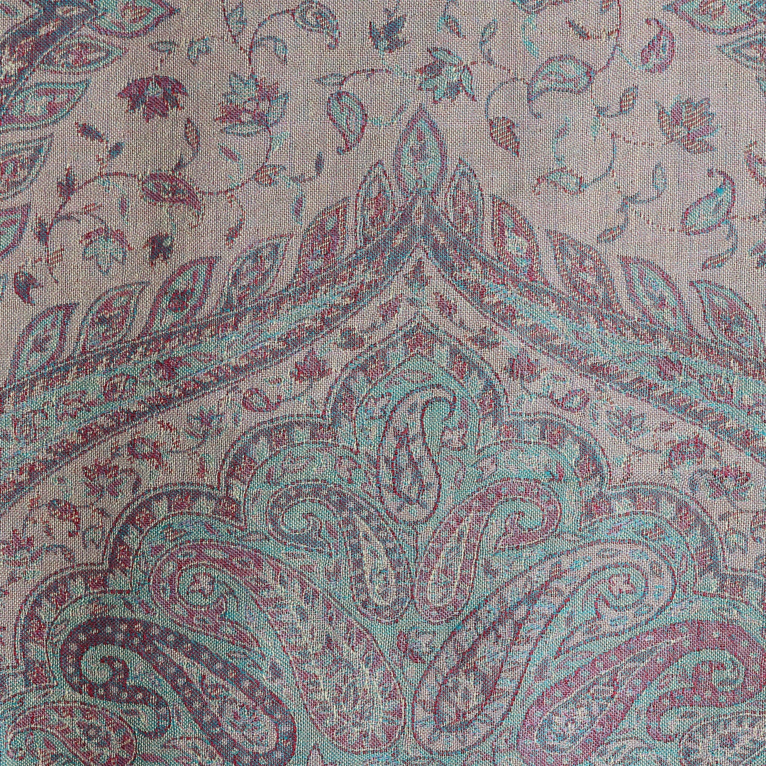 Green Paisley-Themed Silk Blend Jacquard Shawl Made in India - Paisley Magic