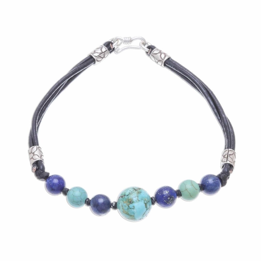 Howlite and Lapis Lazuli Beaded Bracelet from Thailand - Cool Candy