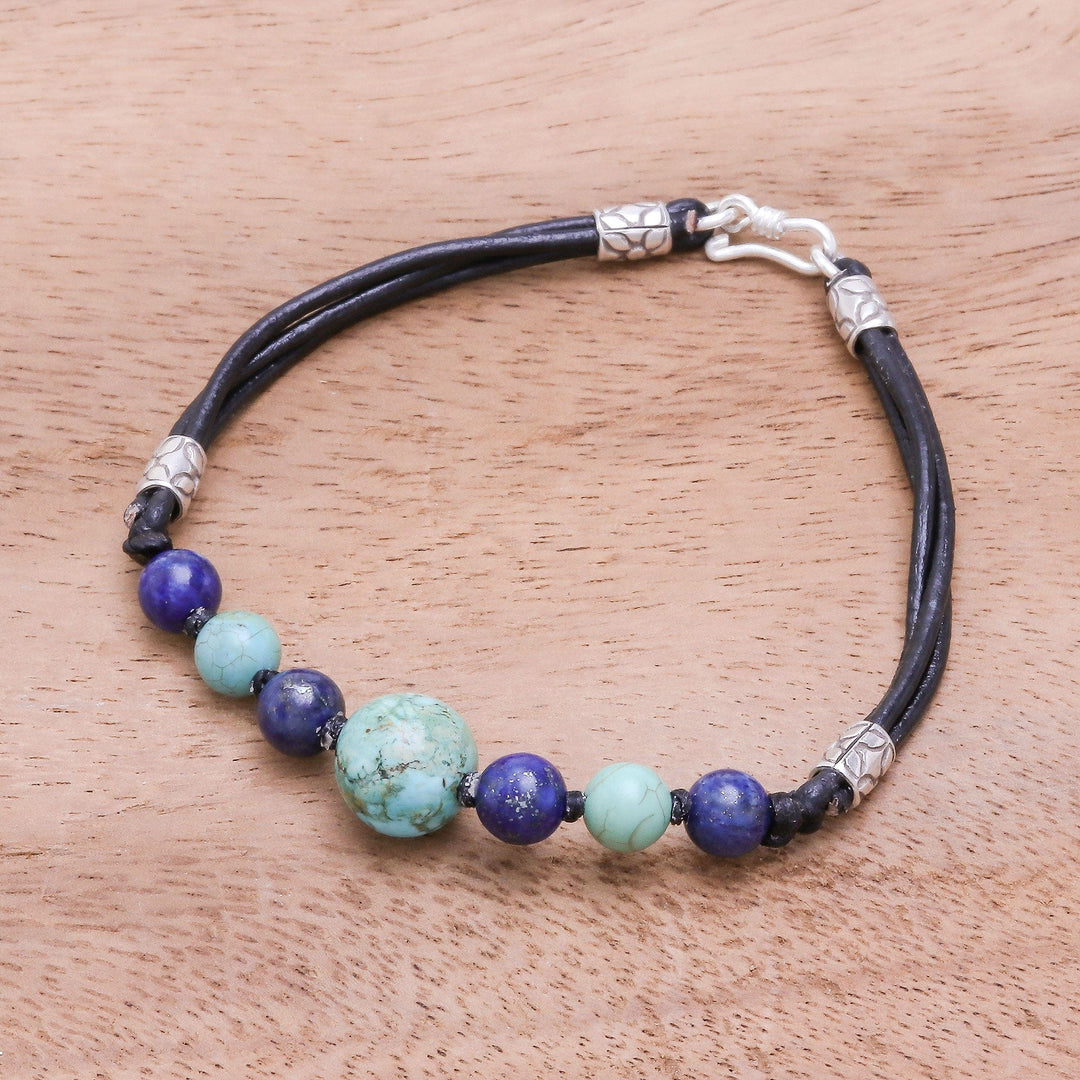 Howlite and Lapis Lazuli Beaded Bracelet from Thailand - Cool Candy