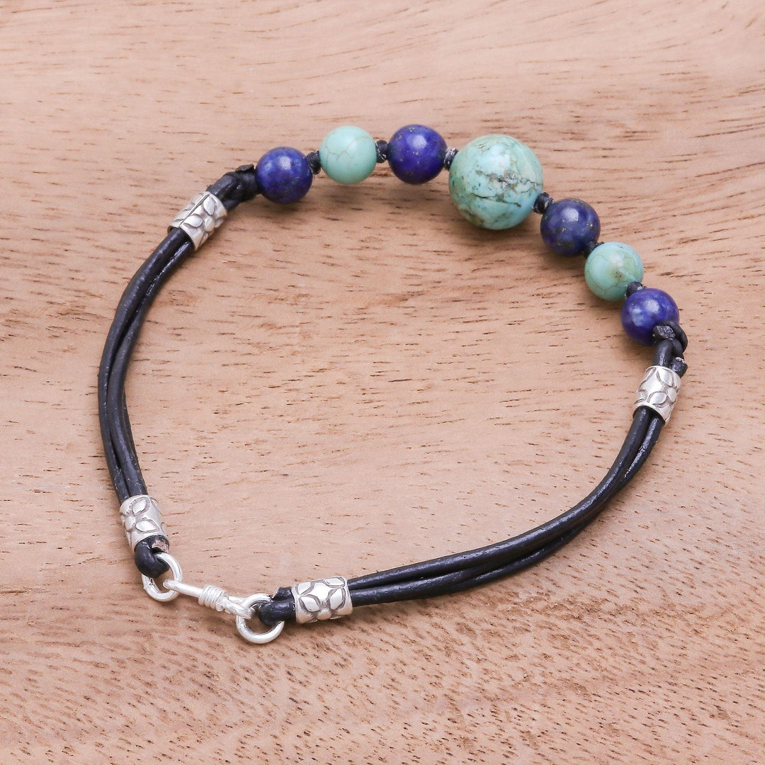 Howlite and Lapis Lazuli Beaded Bracelet from Thailand - Cool Candy