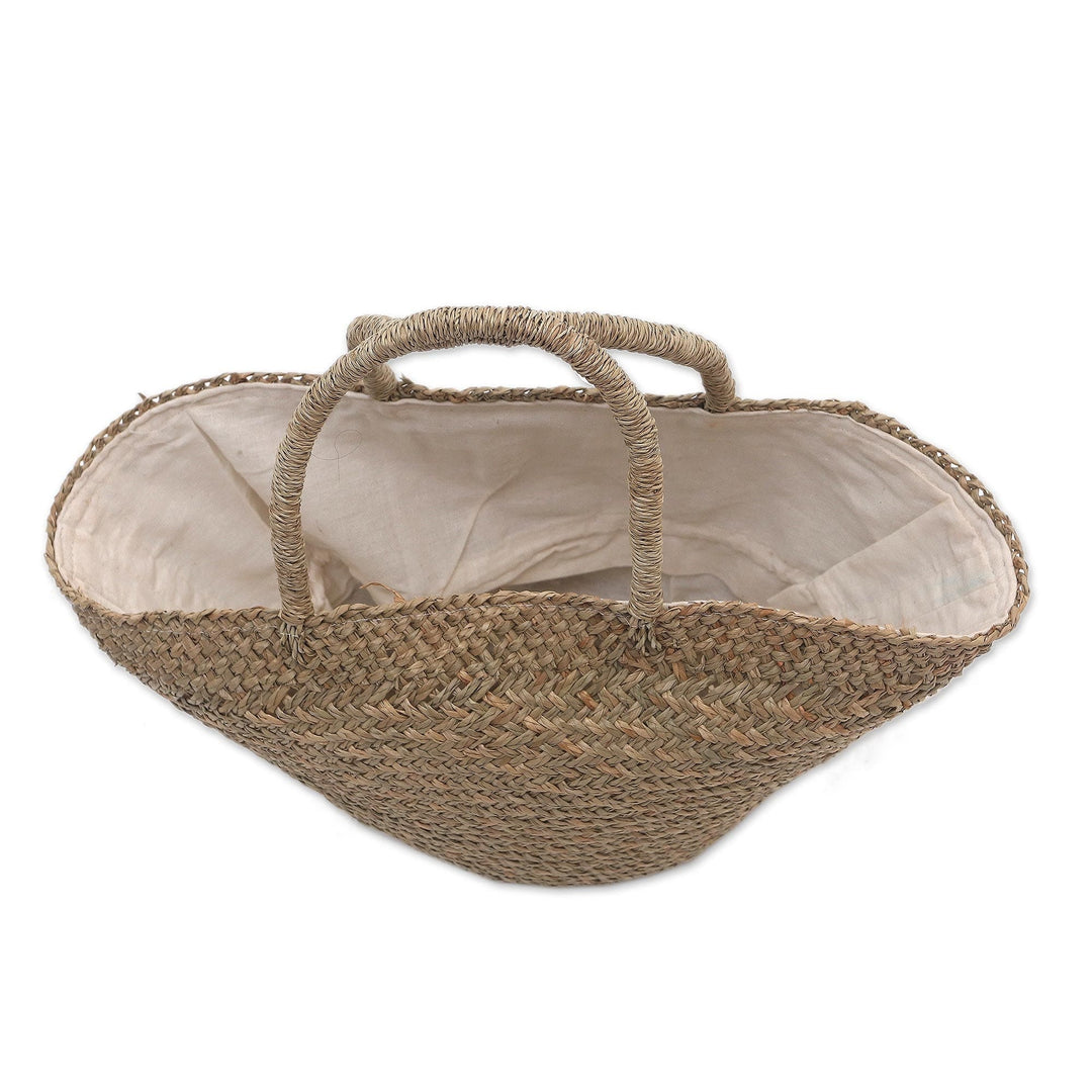 Handmade Natural Fiber Tote Handbag from Bali - Natural Style