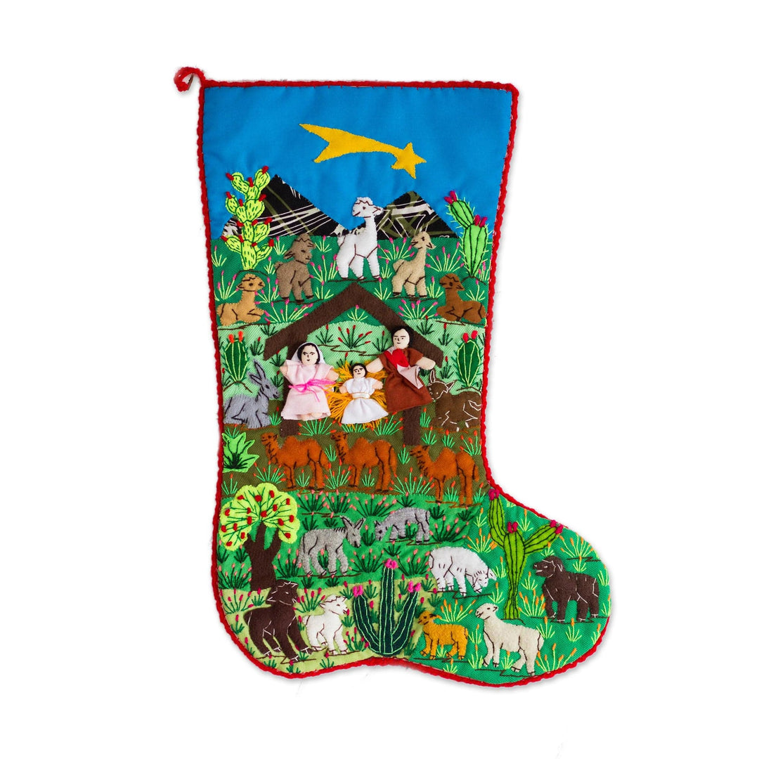 Landscape Cotton Blend Arpillera Patchwork Stocking - Sacred Star