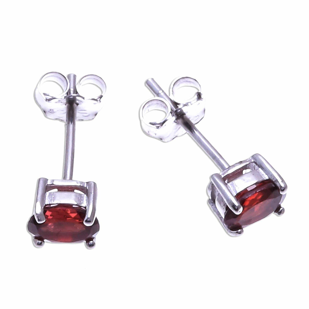 Faceted Garnet Stud Earrings from Thailand - Fiery Marvel