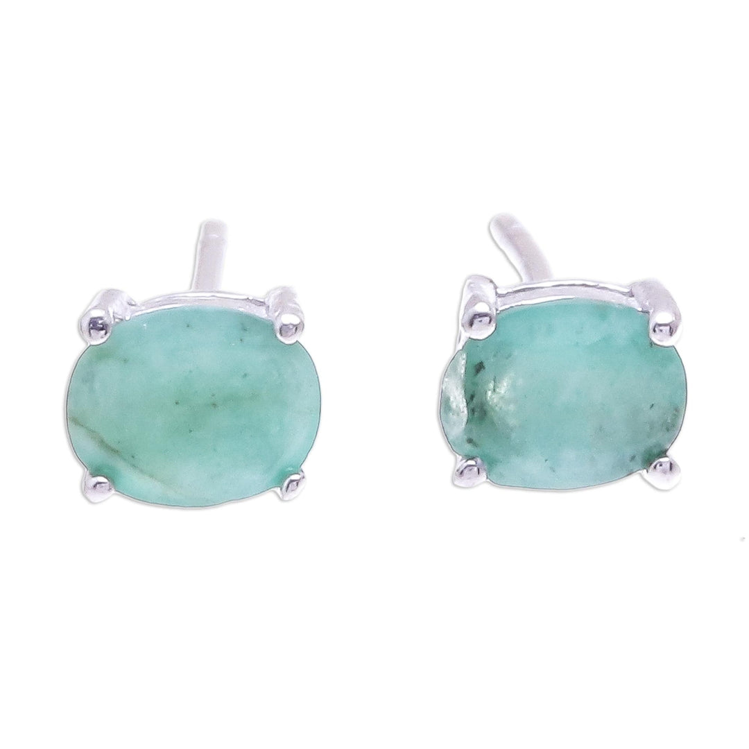 Faceted Emerald Stud Earrings from Thailand - Verdant Marvel