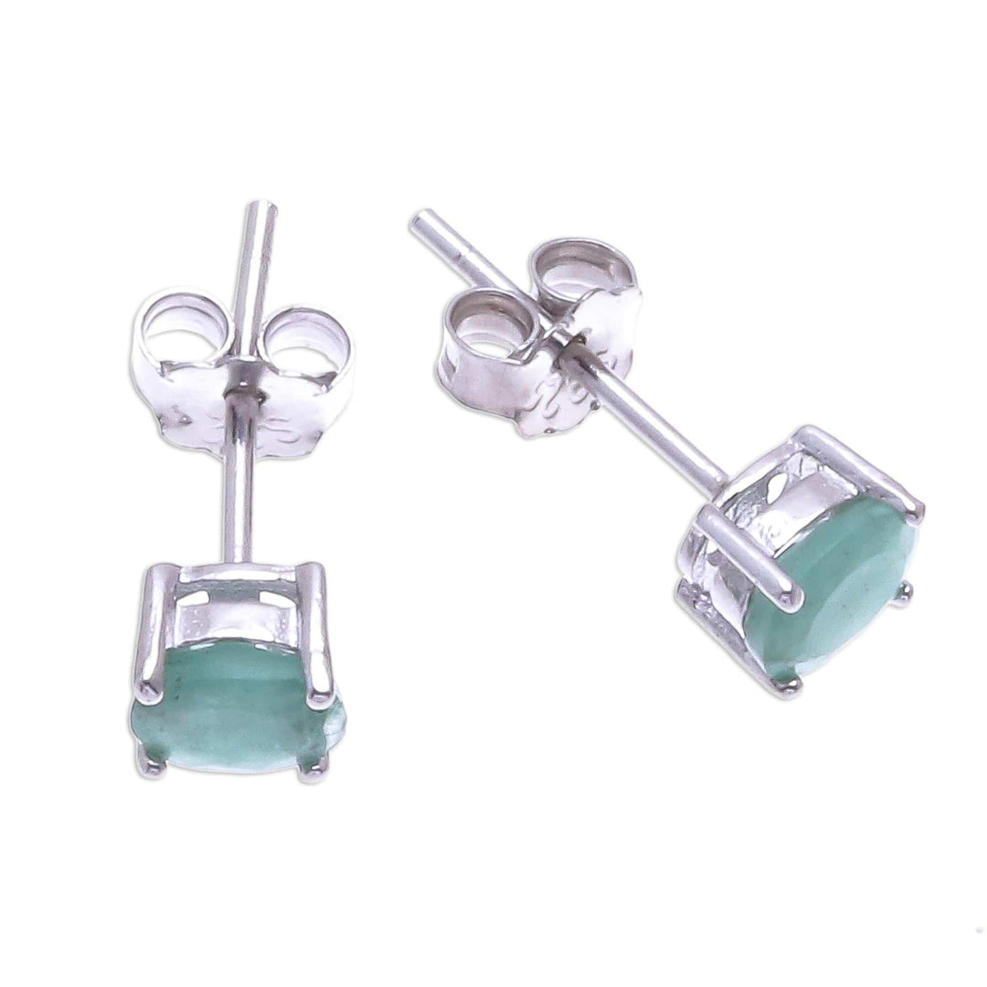 Faceted Emerald Stud Earrings from Thailand - Verdant Marvel