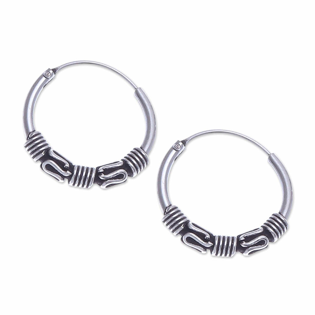 Traditional Thai Sterling Silver Hoop Earrings (Set of 3) - Traditional Thailand