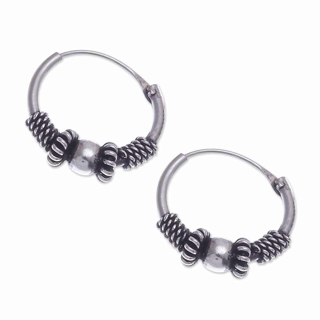 Traditional Thai Sterling Silver Hoop Earrings (Set of 3) - Traditional Thailand