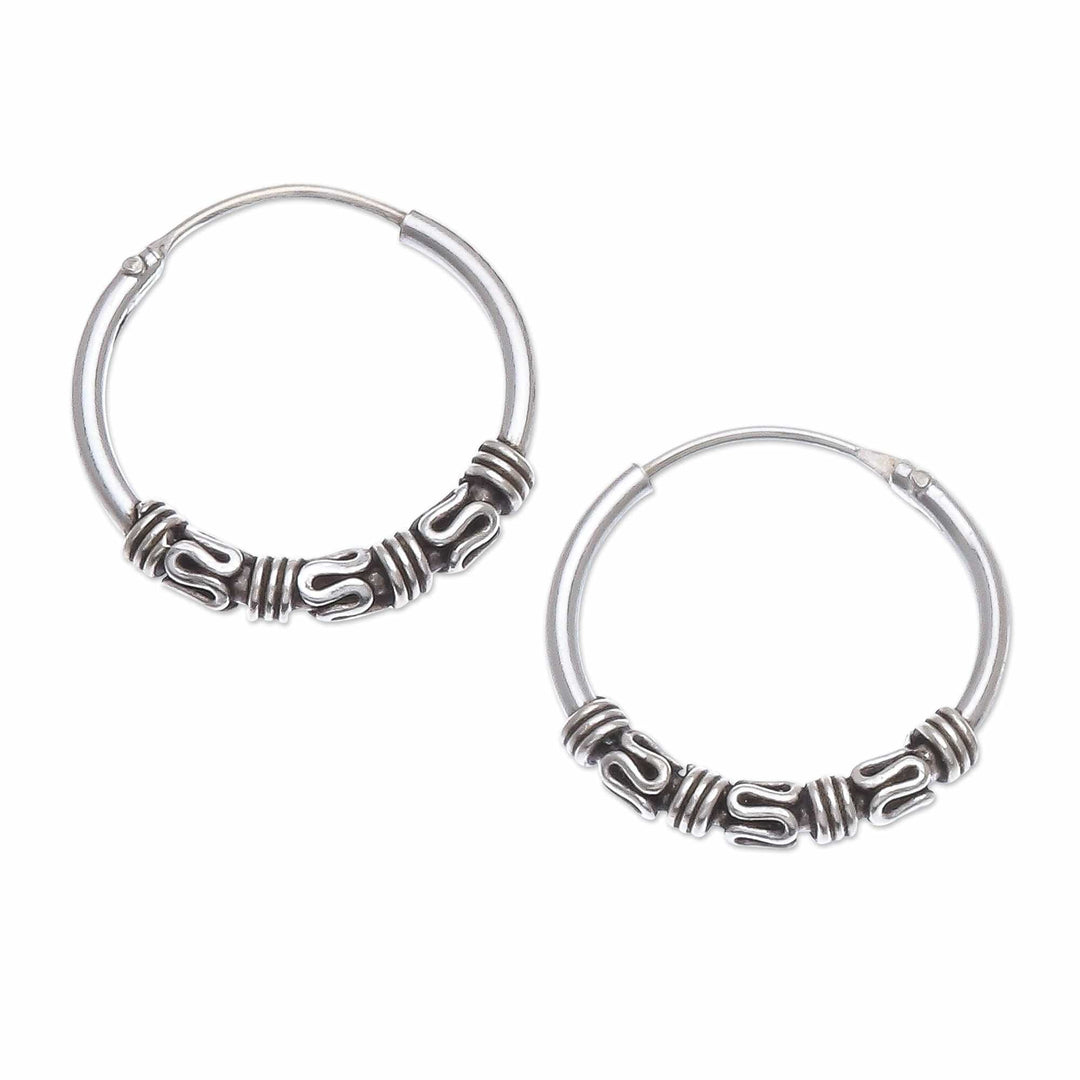 Handcrafted Sterling Silver Hoop Earrings (Set of 3) - Thai Intricacy