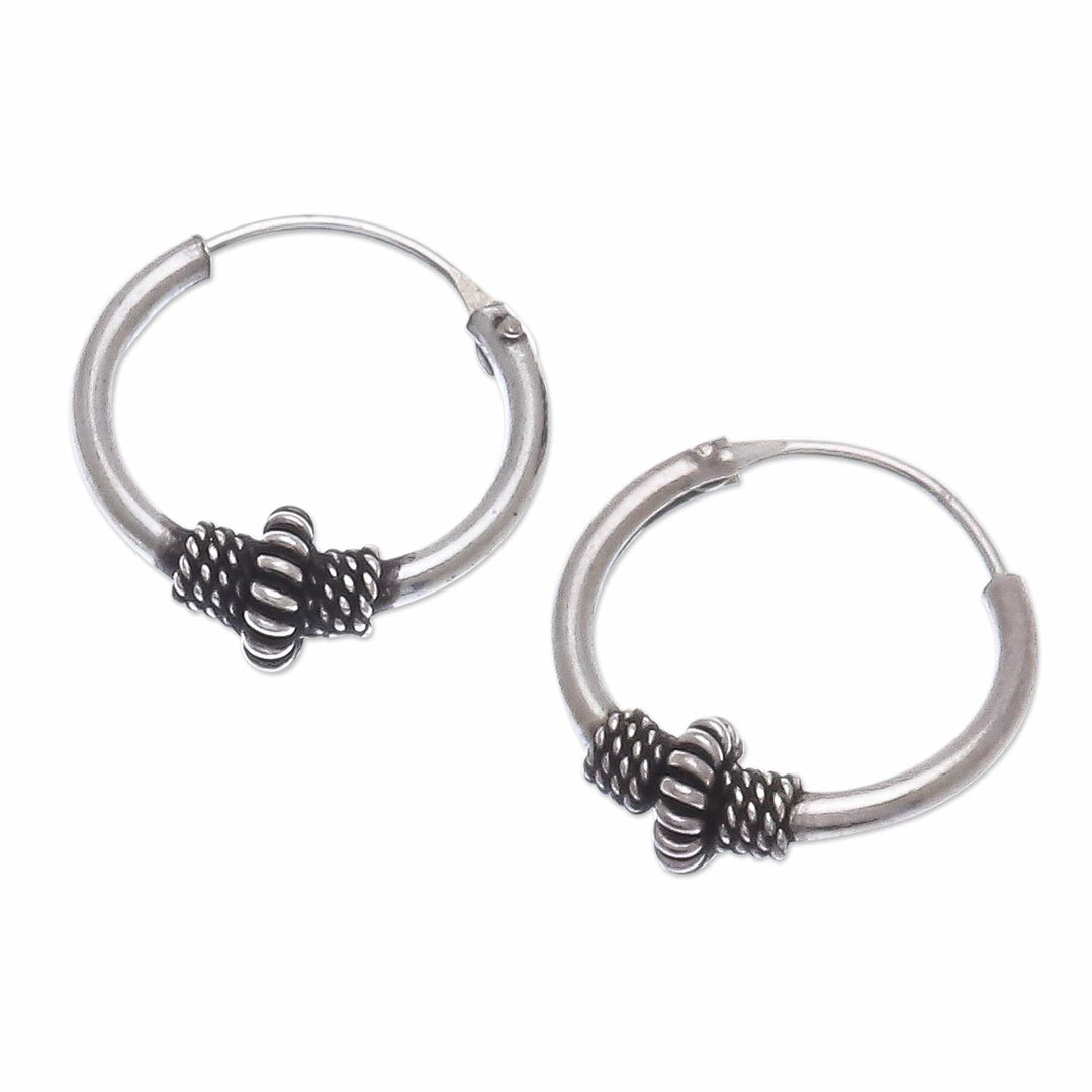 Handcrafted Sterling Silver Hoop Earrings (Set of 3) - Thai Intricacy