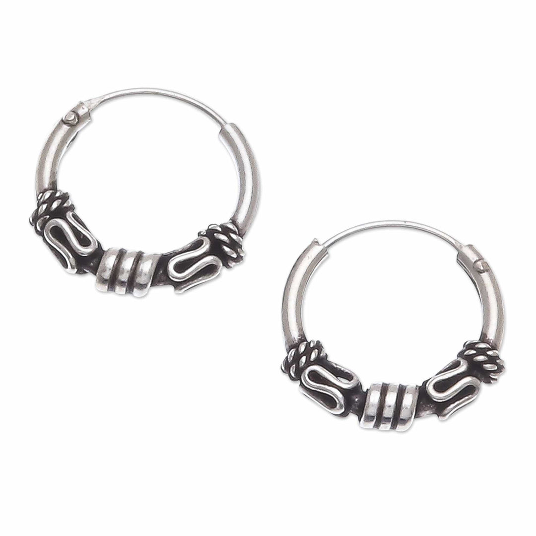 Handcrafted Sterling Silver Hoop Earrings (Set of 3) - Thai Intricacy