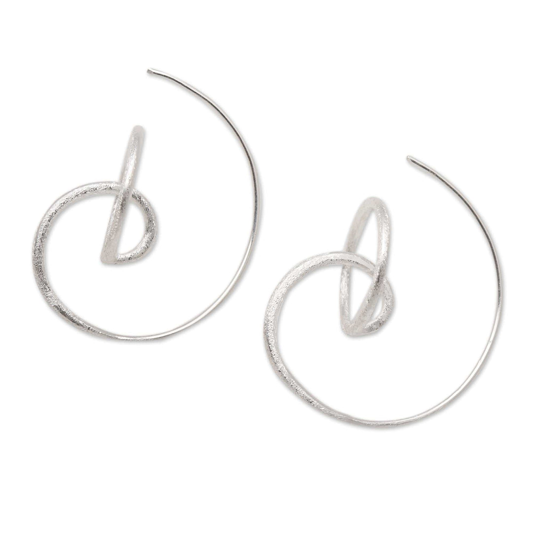 Circular Sterling Silver Drop Earrings from Bali - Circular Illusion
