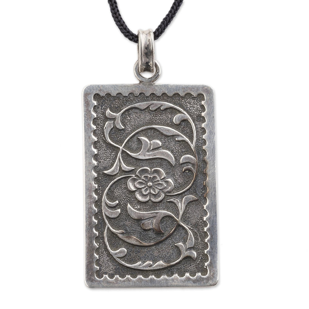Artisan Crafted Sterling Silver Floral Pendant - Ancient Beauty