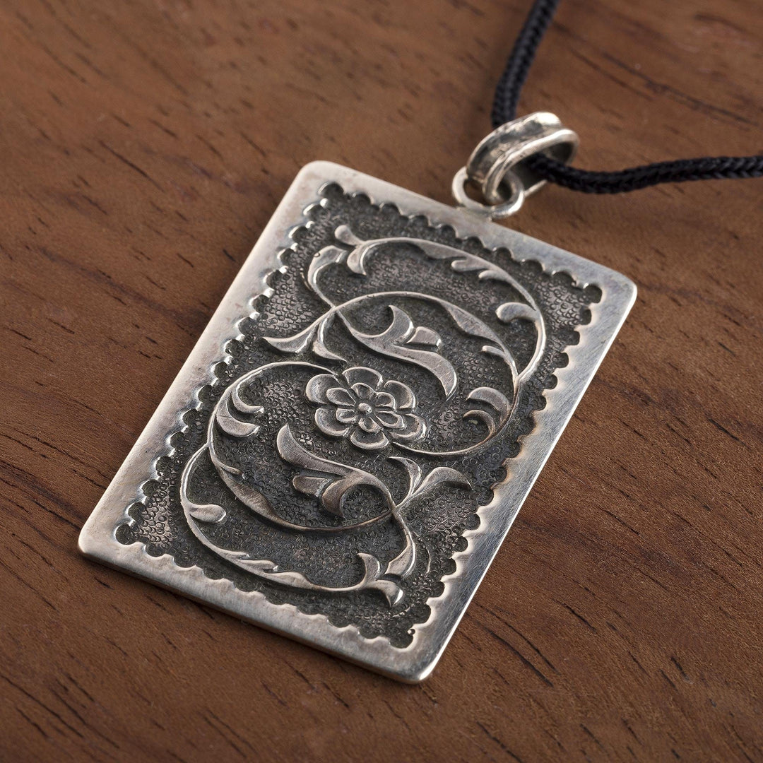 Artisan Crafted Sterling Silver Floral Pendant - Ancient Beauty