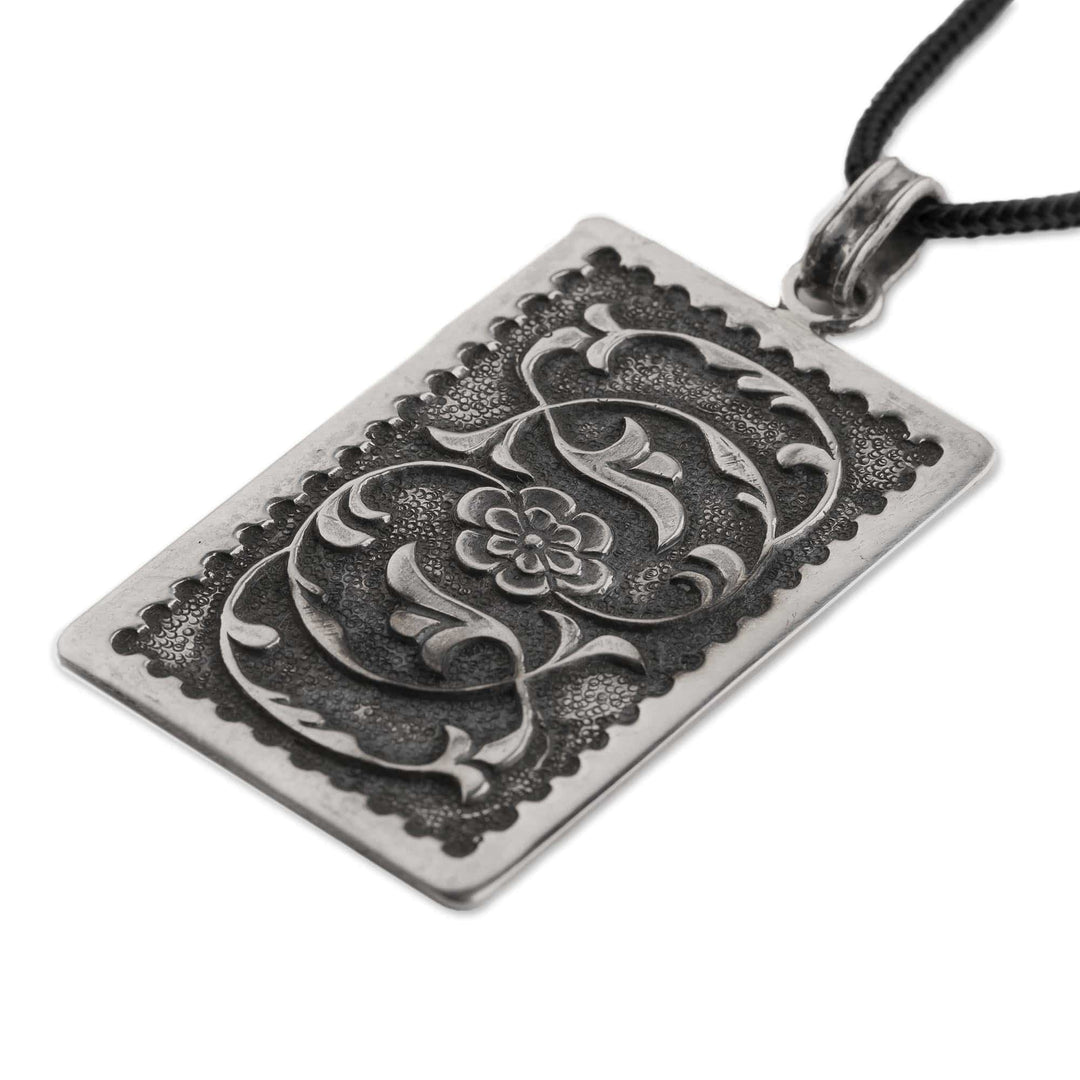 Artisan Crafted Sterling Silver Floral Pendant - Ancient Beauty