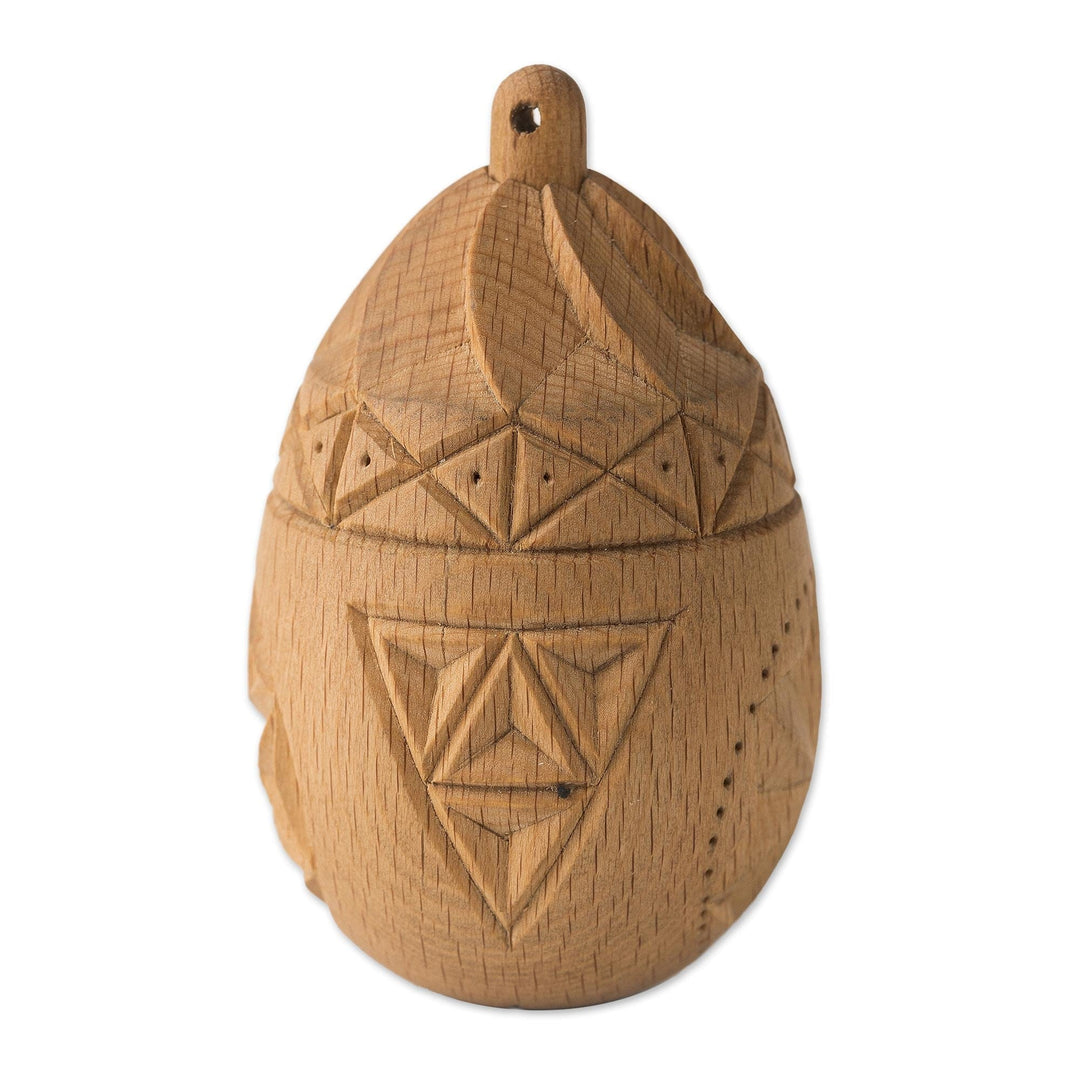 Hand Carved Beechwood Egg Home Accent - Star Amulet