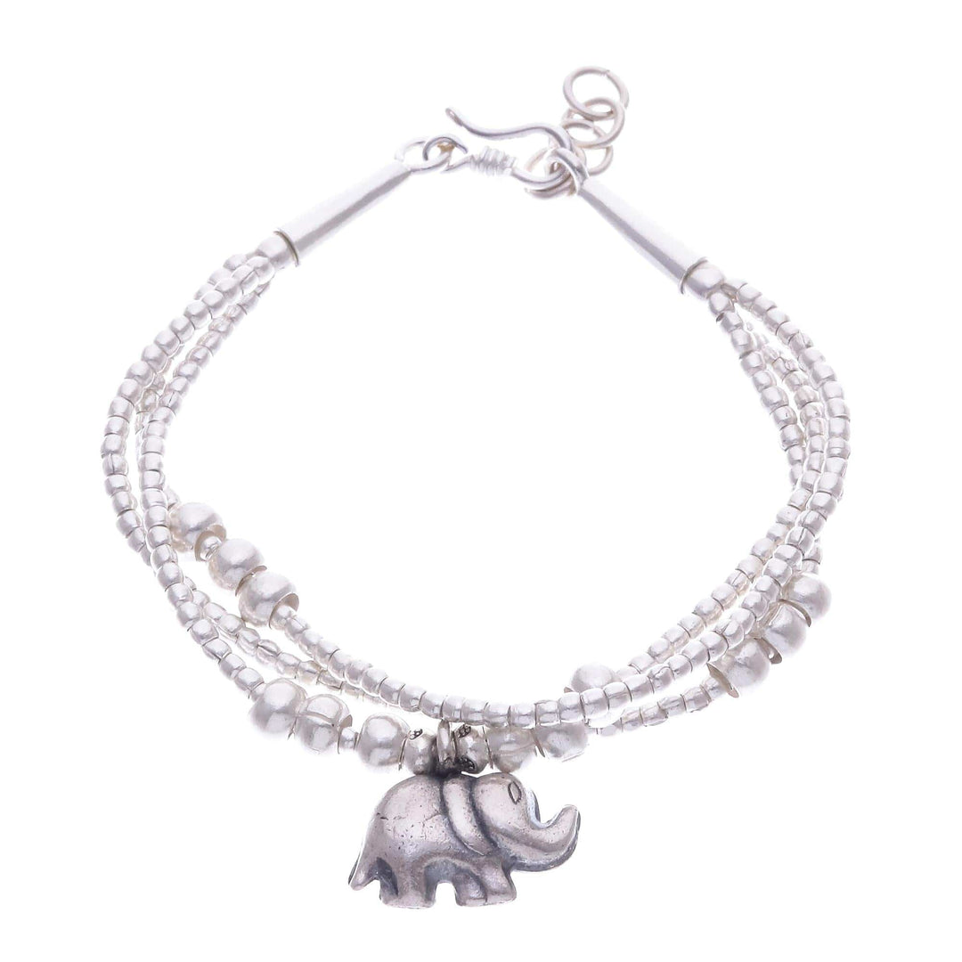 Thai Karen Hill Tribe Silver Elephant Bracelet - Little Karen Elephant