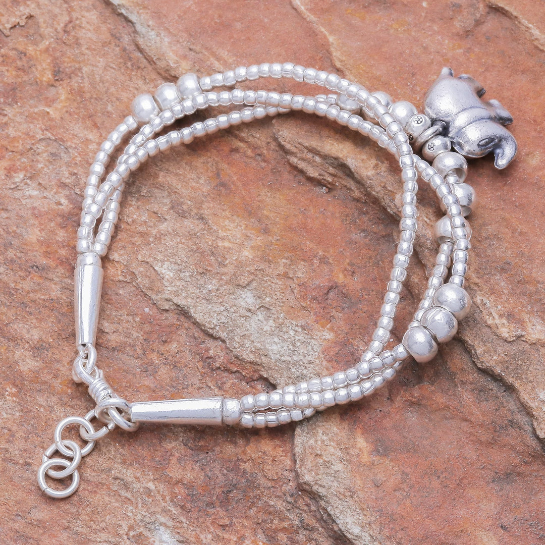 Thai Karen Hill Tribe Silver Elephant Bracelet - Little Karen Elephant